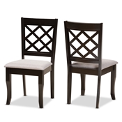 Baxton Studio Verner Modern and Contemporary Grey Fabric Upholstered and Dark Brown Finished Wood 2-Piece Dining Chair Set Baxton Studio restaurant furniture, hotel furniture, commercial furniture, wholesale dining room furniture, wholesale dining chairs, classic dining chairs
